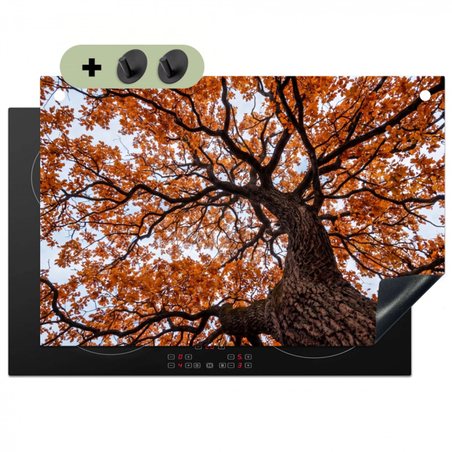 Boom - Bladerdak - Herfst - Oranje - Sfeervol Inductie beschemer met haakjes klein -3d