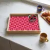 Rood - Roze - Schaakbord - Valentijn Dienblad Rechthoek middel -sfeer2