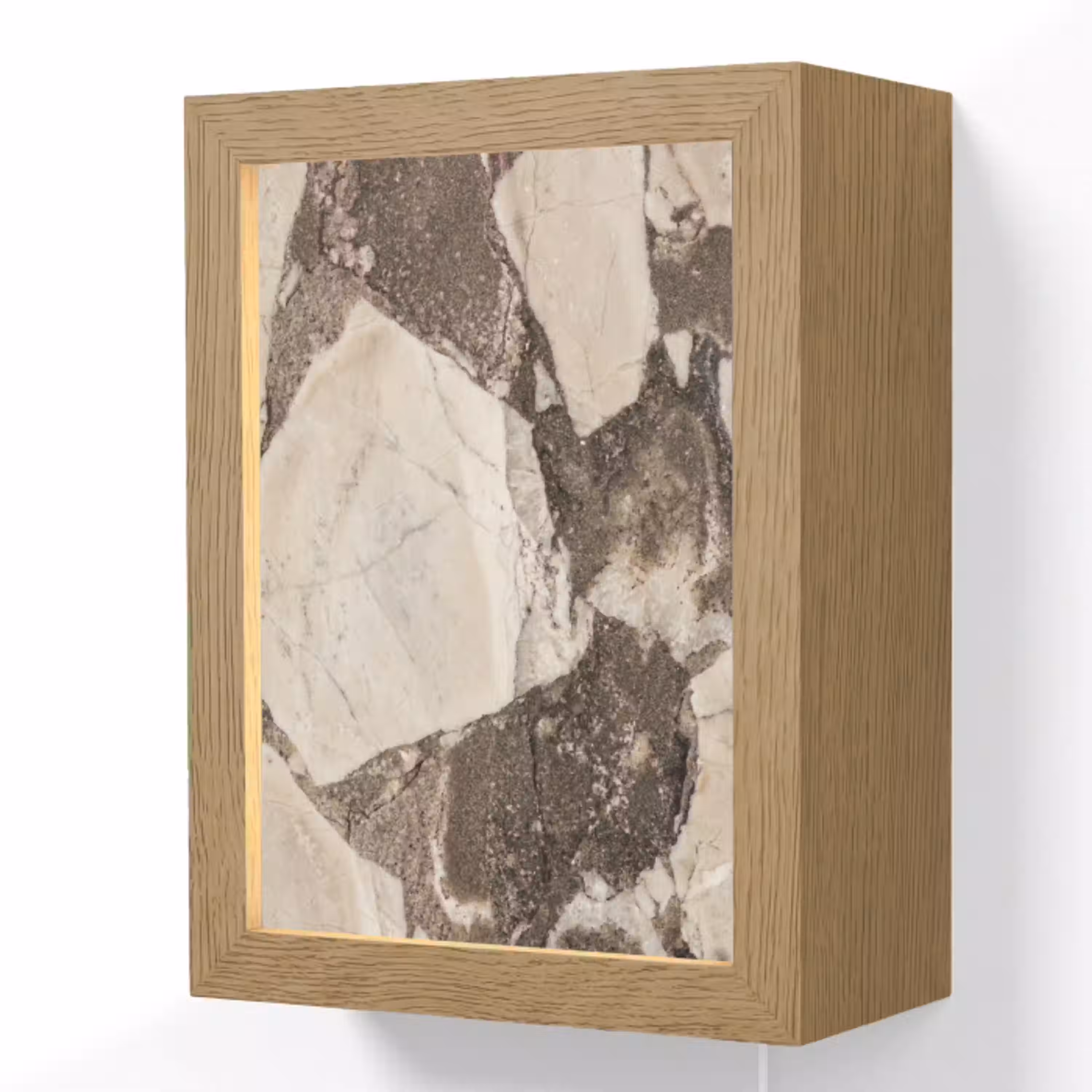 Textuur - Marmer - Abstract - Beige - Bruin Light Box met kabel (Wandlamp) klein -3d