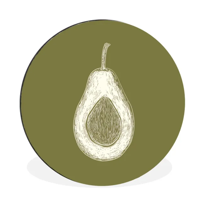 Muurcirkel aluminium Avocado - Minimalistisch - Illustratie - Groen