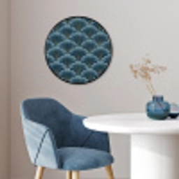 Patroon - Ginkgoblad - Blauw Fotolijst rond zonder passe partout klein 856 -sfeer2