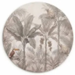 Natuur - Jungle - Ringstaartmaki - Bruin Wandcirkel kunststof plaat 5mm dik klein -3d