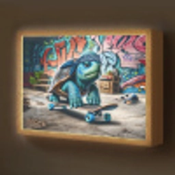 Schildpad - Graffiti - Skateboard - Jongens Light Box met batterij (Wandlamp kind) middel -z3d_website