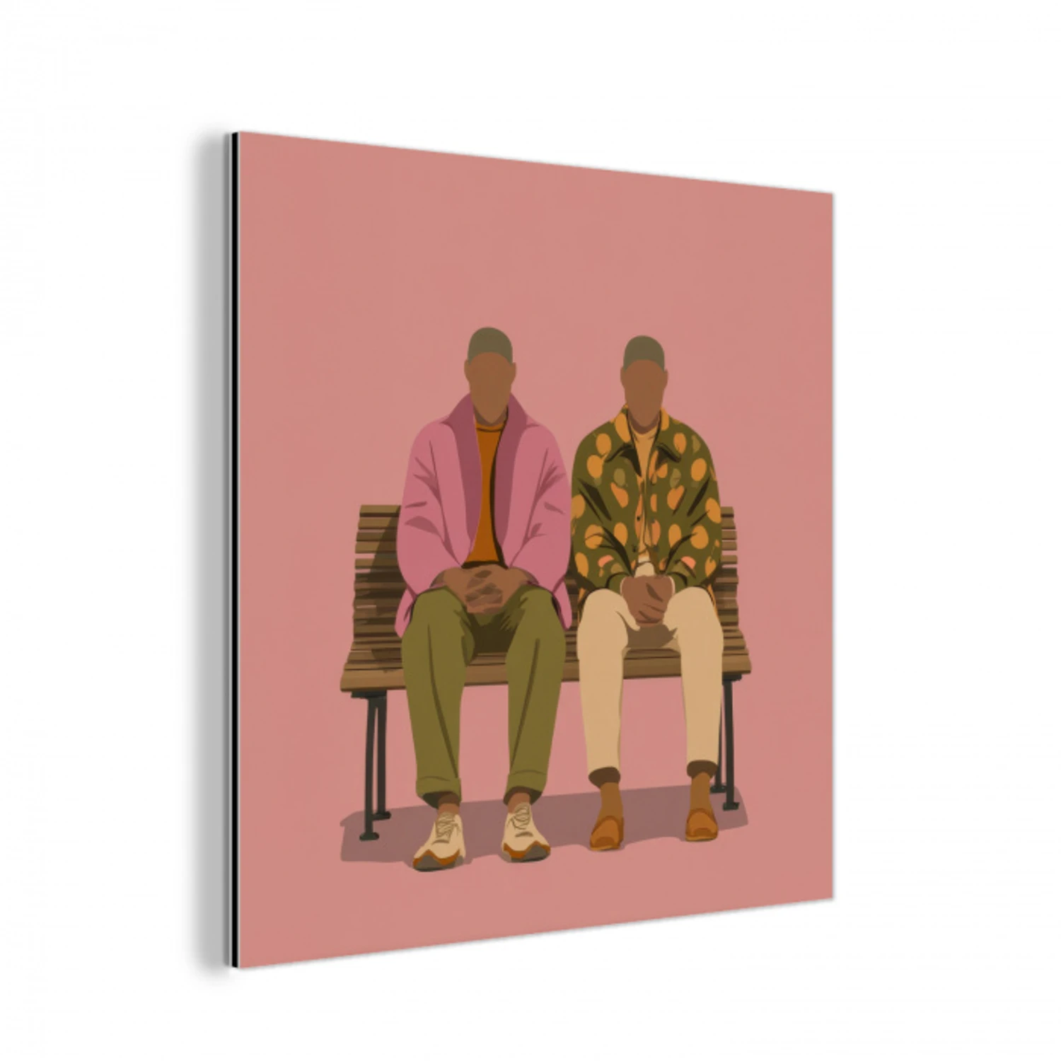 Illustratie - Bankje - Personen - Minimalistisch aluminium wit klein -3d
