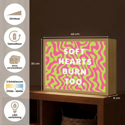 Abstract - Quote - Centraal - Roze Light Box met batterij (Wandlamp) middel -USP_websiteoverzichtNL