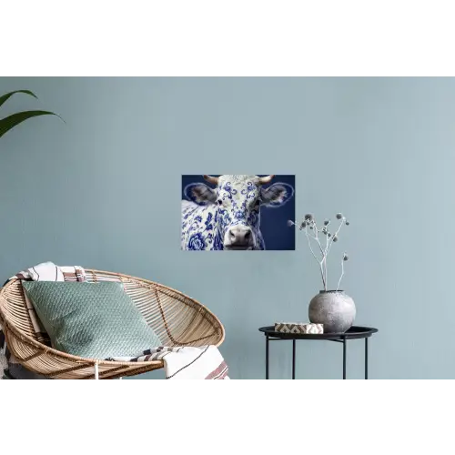Koe - Delfts - Blauw - Artistiek Muursticker klein -plant