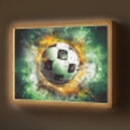 Bal - Voetbal - Groen - Oranje - Rook Light Box met batterij (Wandlamp) middel -z3d_website
