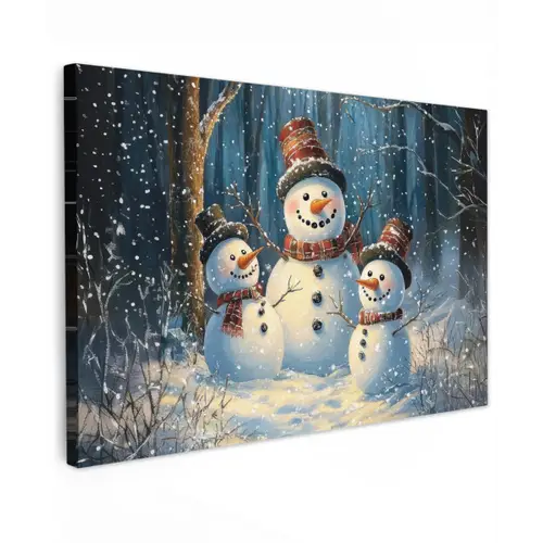 Sneeuwpop - Sneeuw - Winter - Bos Tuinposter op houten frame 2 cm dik klein -3d