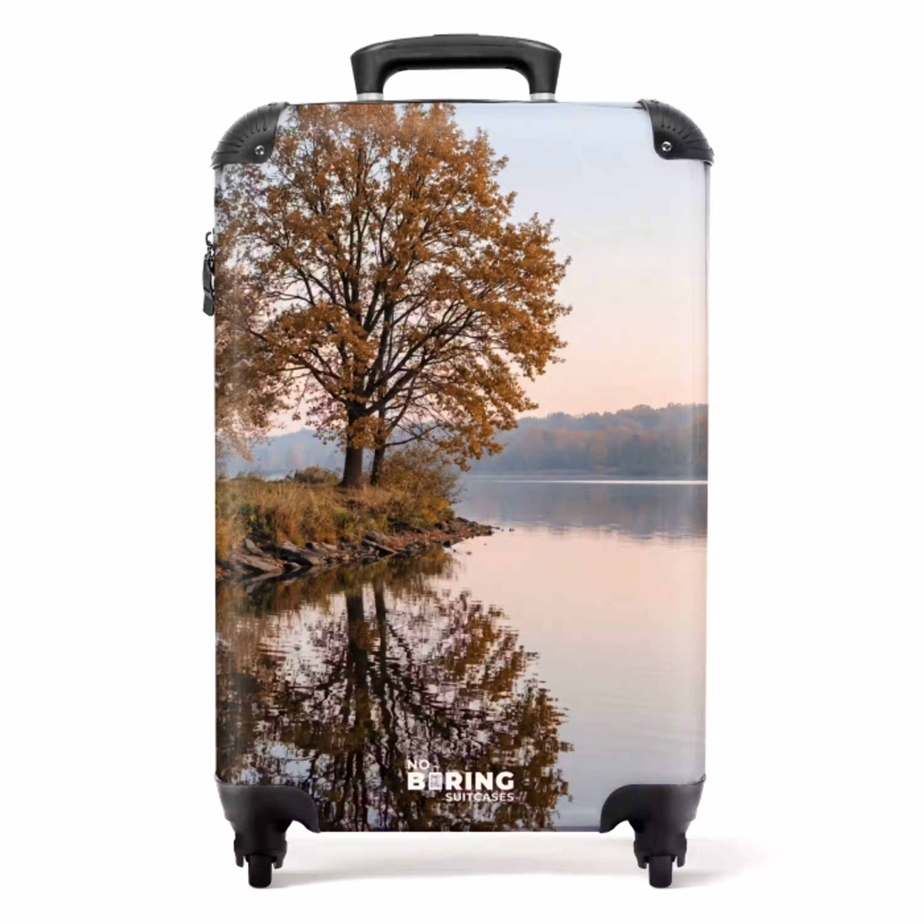 Bomen - Reflectie - Water - Zonsopgang - Serene NBS - Handbagage koffer - Volwassenen Unisex middel -productfoto_recht