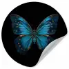Vlinder - Blauw - Contrast Wandcirkel behangsticker klein -3d