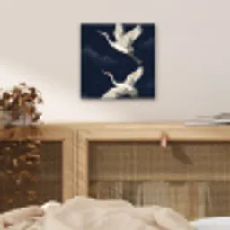 Kraanvogels - Nachthemel - Blauw aluminium wit klein -sfeer3