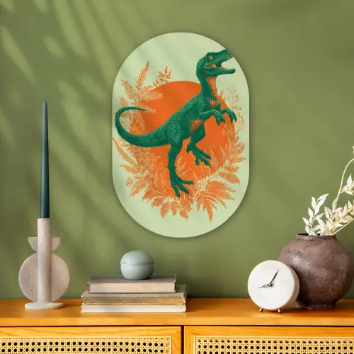 Dinosaurus - Groen - Planten - Cirkel Wandcirkel Ovaal Forex klein -sfeer2