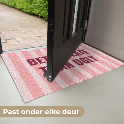 Roze - Quote - Strepen Deurmat klein -USP_NL