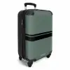 Groene achtergrond met dubbele horizontale strepen NBS - Handbagage koffer - Volwassenen Unisex middel -productfoto_3d