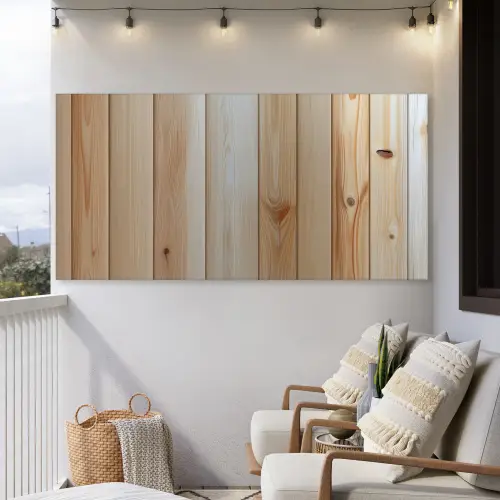 Hout - Planken - Licht Tuinposter op houten frame 2 cm dik xxl -sfeer1