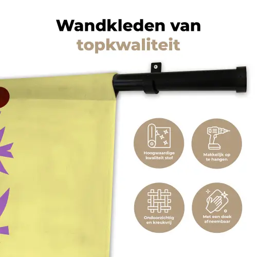 Vogels - Cirkel - Geel - Beweging Wandkleed katoen klein -sfeer2