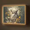 Uil - Vogels - Bloemen - Natuur Light Box met batterij (Wandlamp) middel -z3d_website