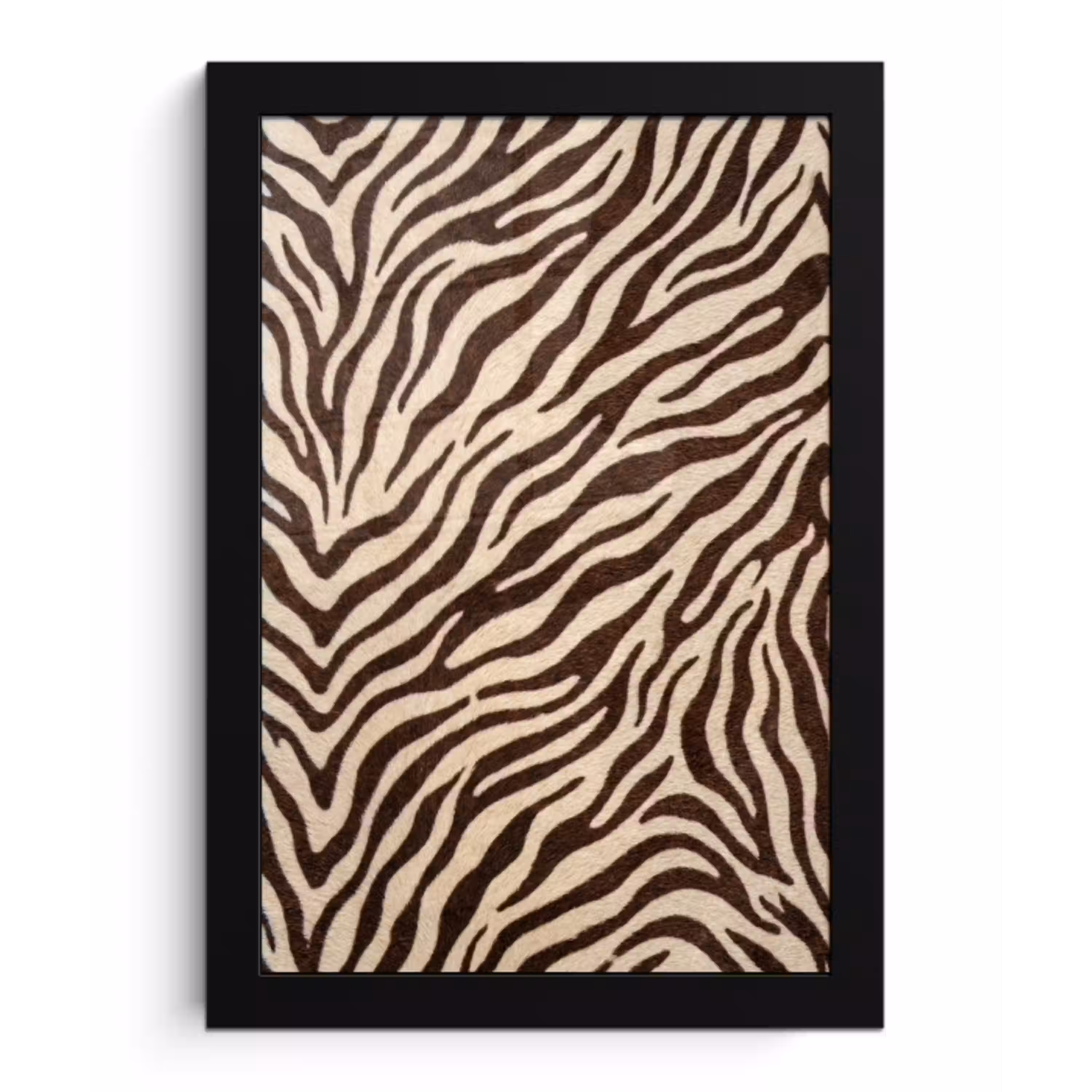 Zebra - Strepen - Bruin fotolijst zwart zonder passe partout klein -3d