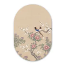 Bloemen - Vogels - Bloemen Wandcirkel Ovaal Forex klein -3d