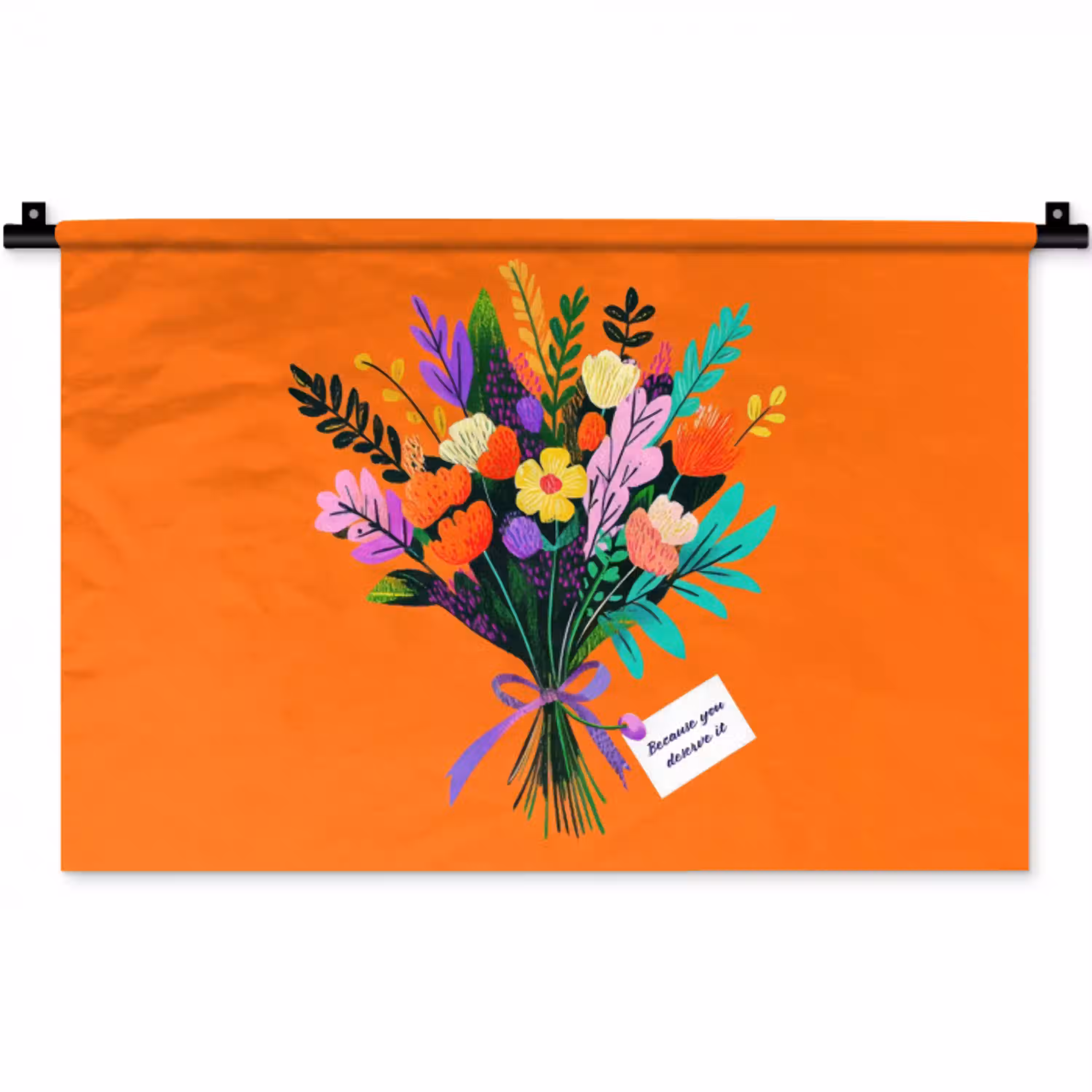 Kaartje - Boeket - Bloemen Wandkleed katoen klein -zz3d