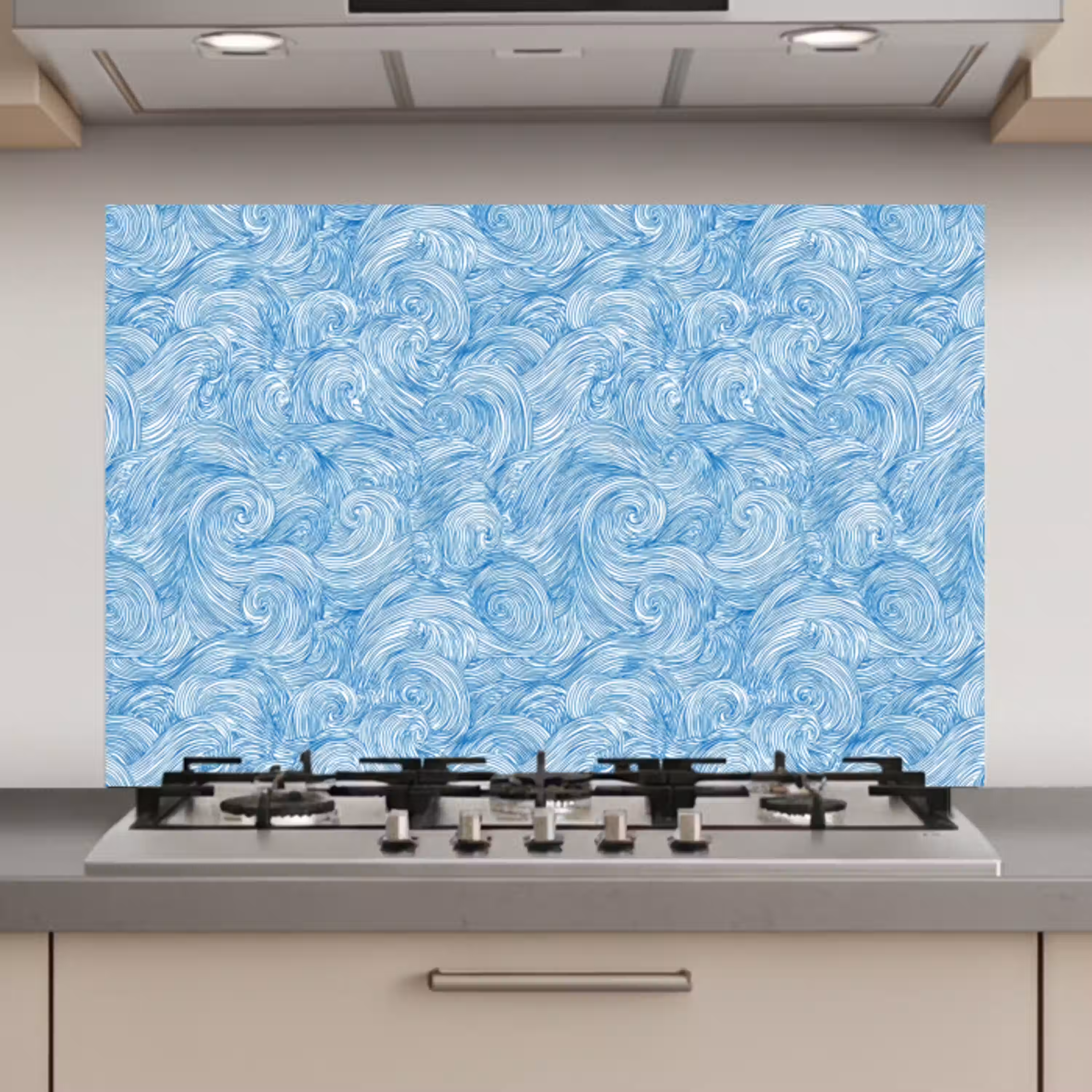Blauw - Wit - Spiraal - Golven - Lijnen keuken achterwand spatscherm klein 900 -3d_website