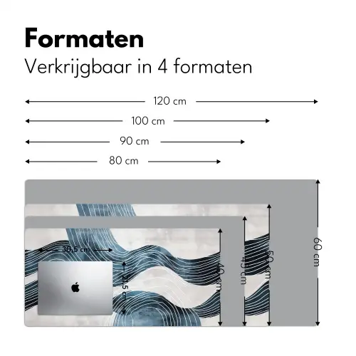 Lijnen - Golven - Abstract - Blauw Muismat XXL klein -sfeer5