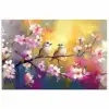 Vogels - Bloemen - Roze poster papier klein -3d