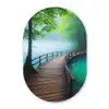 Brug - Water - Rivier - Bos Wandcirkel Ovaal Glas middel -3d