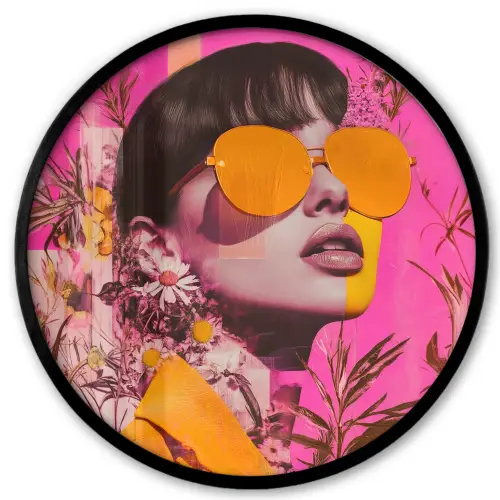 Zonnebril - Oranje - Vrouw - Planten Fotolijst rond zonder passe partout klein -3d