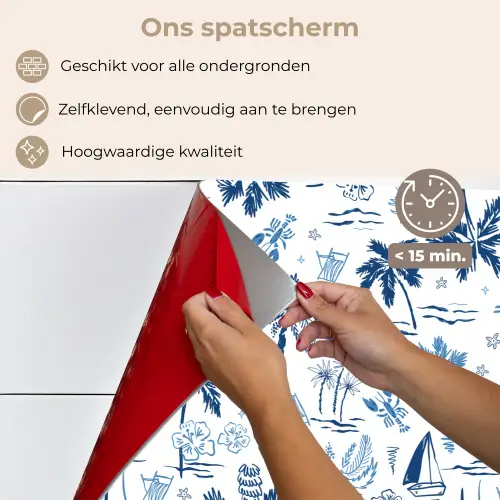Zee - Strand - Blauw - Wit keuken achterwand spatscherm klein 900 -spatscherm_NL