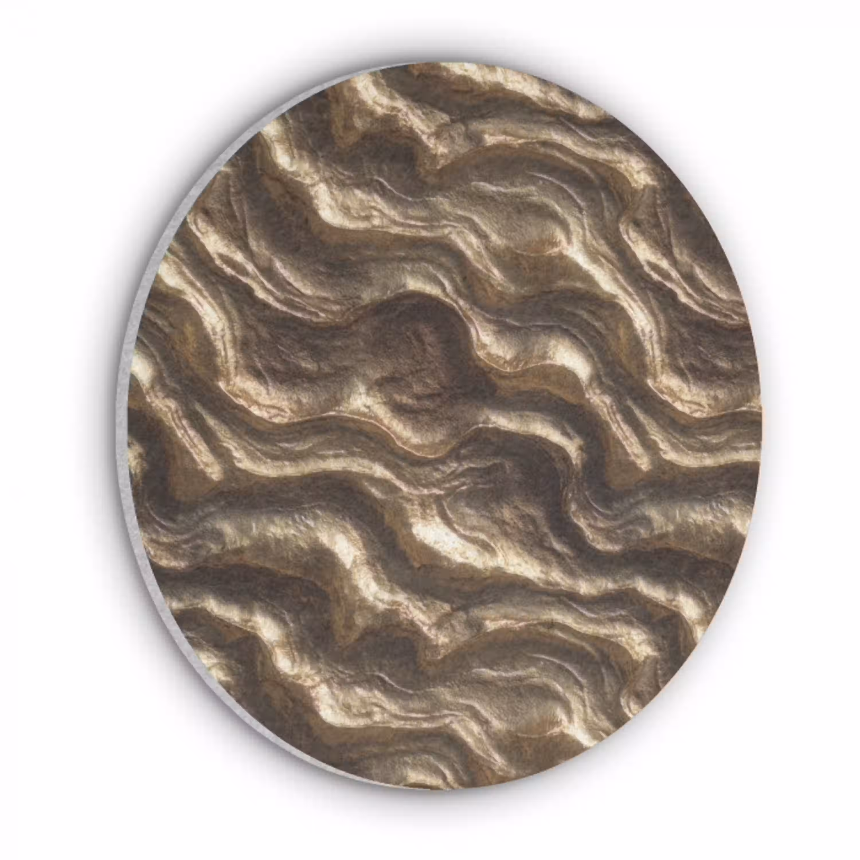 Reliëf - Golven - Abstract - Bronsgoud Akoestische PET Vilt - Rond klein 838 -3d