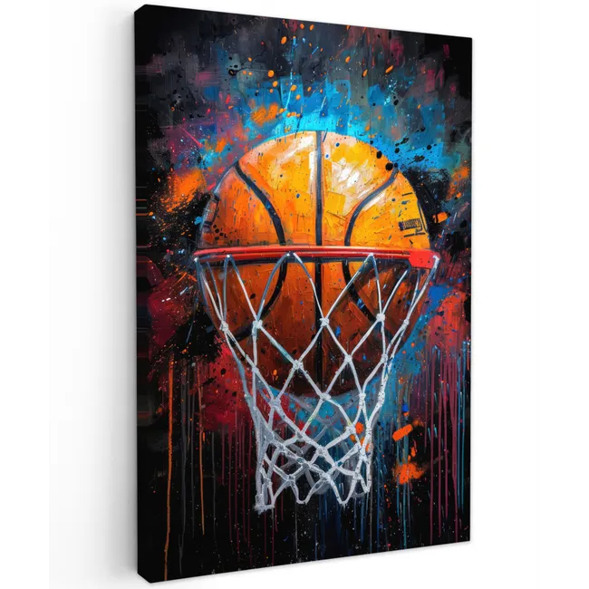 Graffiti - Basketbal - Sport - Zwart - Street art canvas 2cm klein -z3d