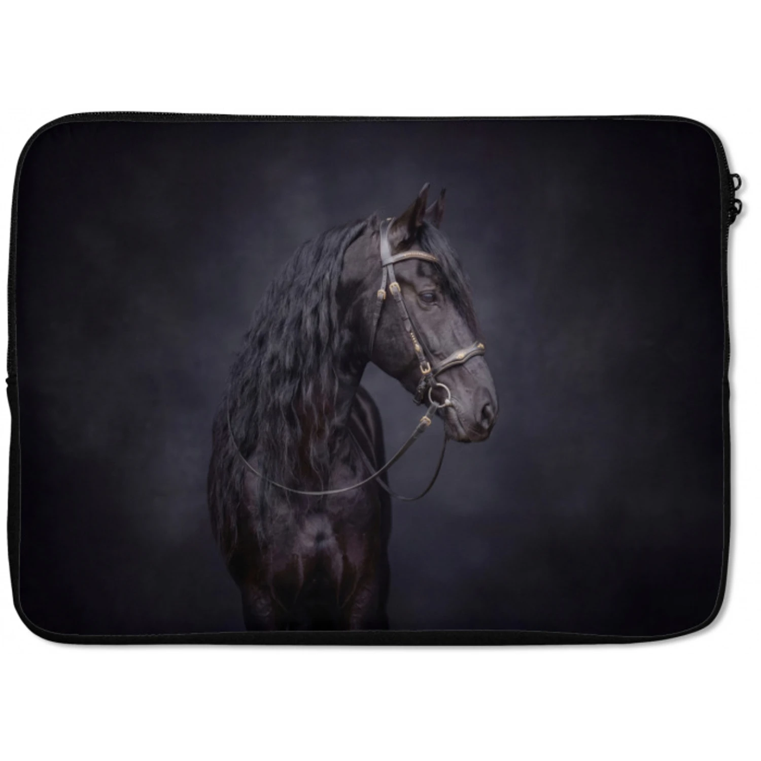 Portret - Paard - Donker laptophoes neopreen klein -zkaufland3dotto