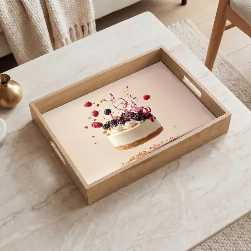 Cheesecake - Eten - Roze - Taart Dienblad Rechthoek middel -sfeer1