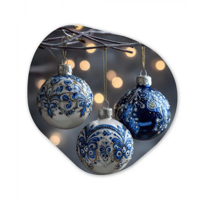 Kerstbal - Versierd - Blauw Wandcirkel Organisch Forex 3mm klein -3d
