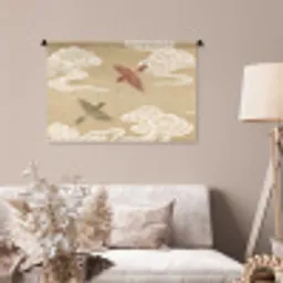 Vogels - Vliegen - Beige Wandkleed katoen middel -sfeer4