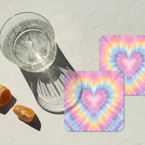 Hartvorm - Pastelkleuren - Tie Dye onderzetter kurk middel -sfeer4