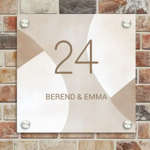 Abstract beige - Klassiek Naambord Vierkant klein -sfeer2