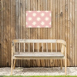 Zonnen - Patroon - Roze Tuinposter op houten frame 2 cm dik klein 845 -sfeer4