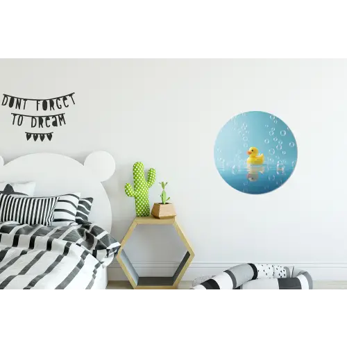 Bubbels - Badeend - Geel Wandcirkel aluminium klein -kinderkamer