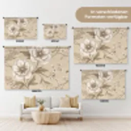 Bloemen - Patroon - Beige Wandkleed katoen klein -tsfeer8_DE