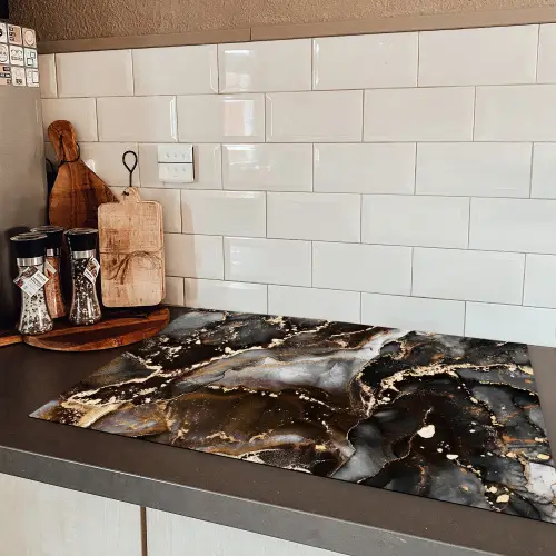Aardse Marmeren Luxe Inductie beschermer vinyl 3mm klein -sfeer3