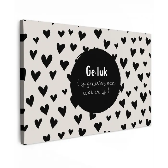 Tekst - Quotes - Geluk (is genieten van wat er is) - Woordenboek - Definitie geluk Tuinposter op houten frame 2 cm dik klein -3d