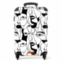 Lijnen - Gezichten - Zwart - Wit NBS - Handbagage koffer - Volwassenen Unisex middel -productfoto_recht