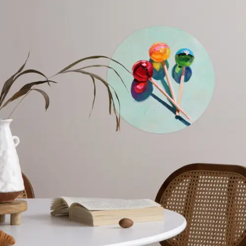 Lollys - Schaduw - Drie - Blauw Wandcirkel behangsticker klein -sfeer3