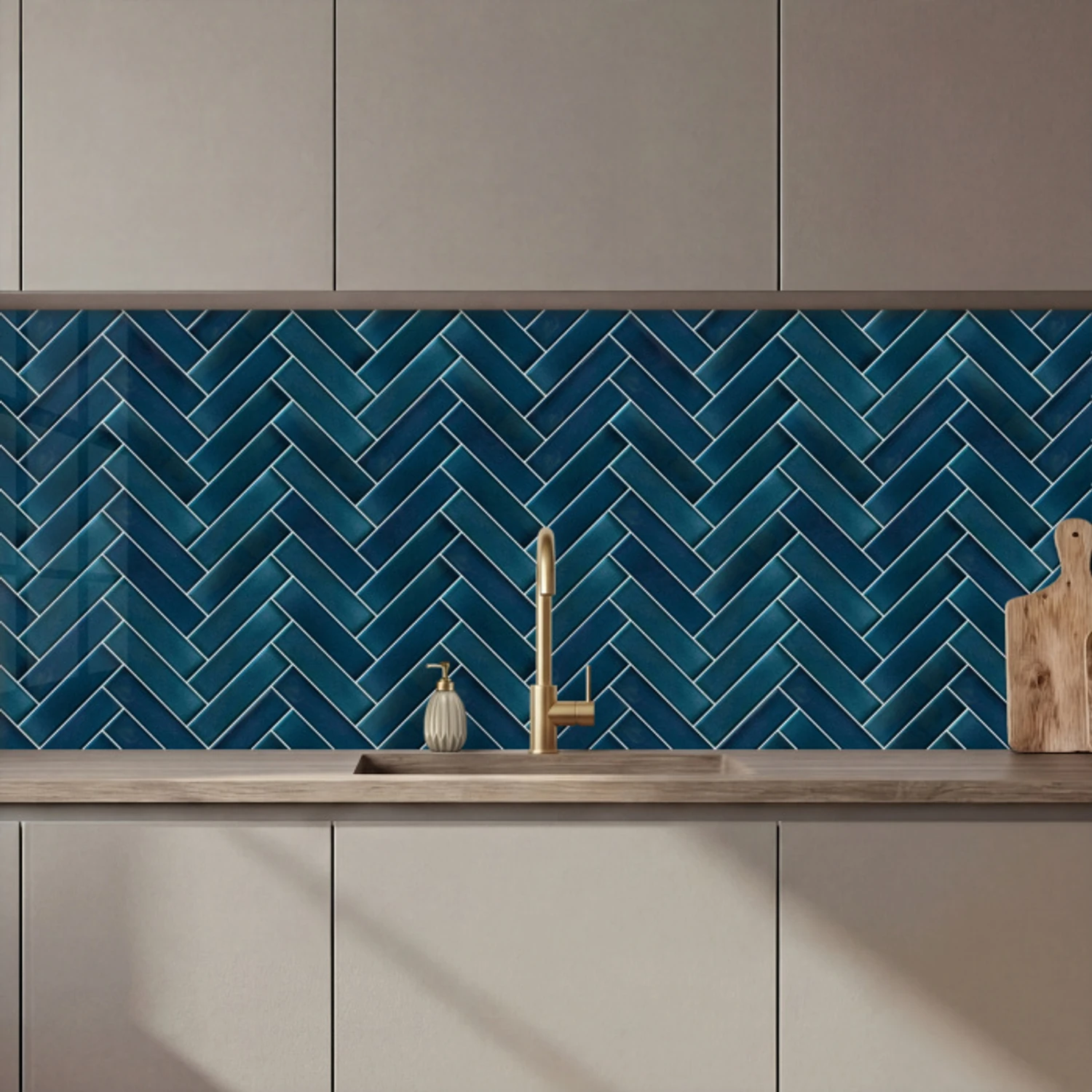 Visgraatmotief - Tegels - Diepblauw keuken achterwand 2 middel 871 zz_3dshopping