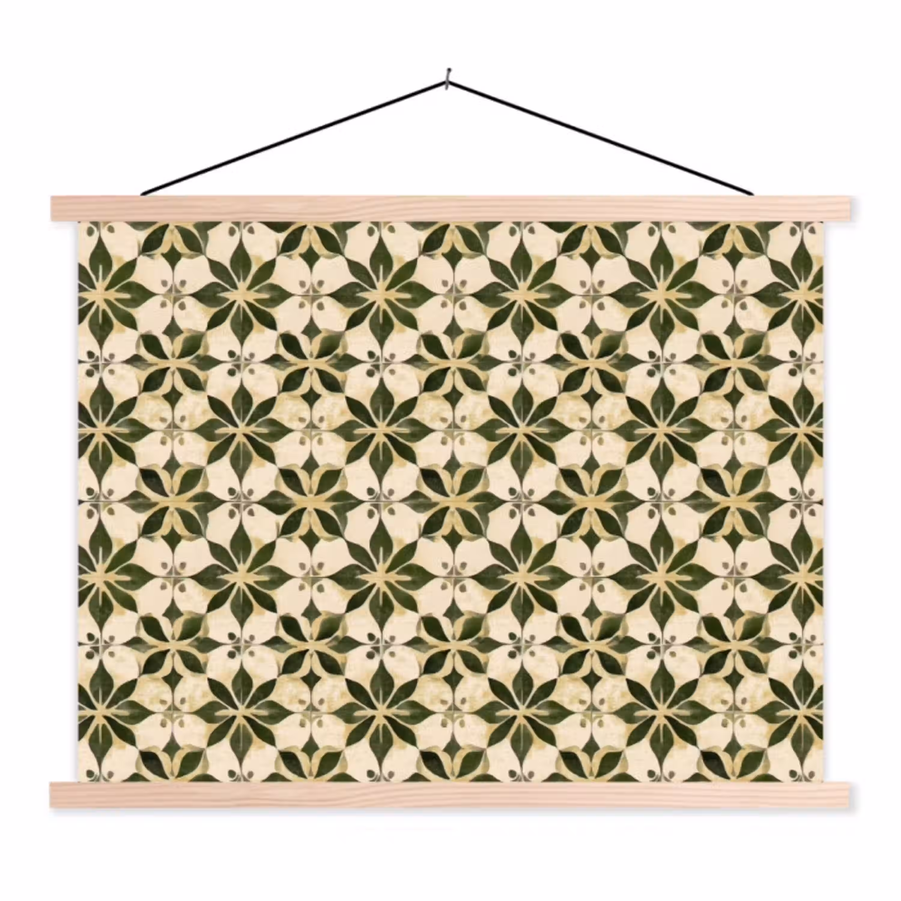 Tegel - Dessin - Groen textielposter latten blank klein 122 -3d