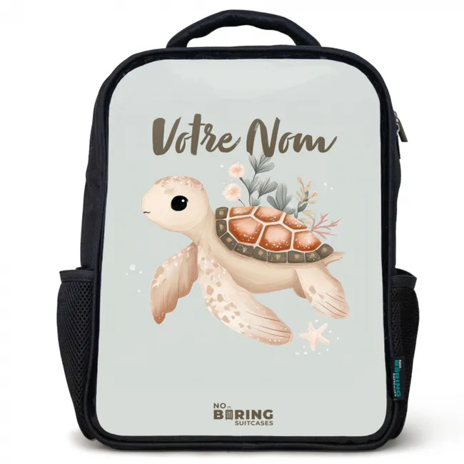 Bruine zeeschildpad in pastel onderwaterwereld Rugzak - Zwart middel -3d