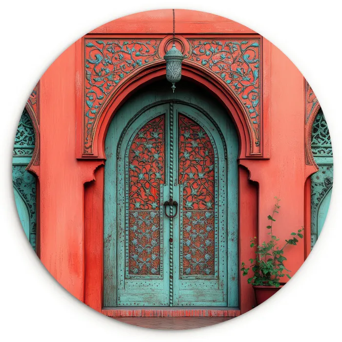 Lantaarn - Deur - Turquoise Wandcirkel kunststof plaat 5mm dik klein -3d