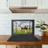 Doorkijk - Koe - Molen - Koeien - Weiland - Gras - Groen keuken achterwand spatscherm klein -sfeer2
